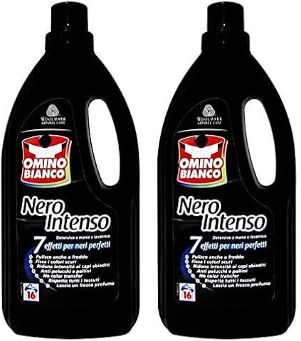 Omino Bianco - Detersivo Liquido Lavatrice, Specifico per Bucato Nero Intenso, 7 Azioni, con Tecnologia Rinnova Nero, 1000 ml (Confezione da 2)