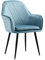 Moderne Esszimmerstühle aus Samt mit weichem Kissen, Sitz und Rückenlehne, bequemer Sessel für Küche und Wohnzimmer, Hellblau mit schwarzen Beinen