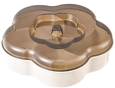 Assiette de fruits secs, plats de service divisés avec couvercle - Organisateur en forme de pétale de fleur de fruits secs,Plateau de stockage de collations à 5 compartiments avec couvercle pour la ma