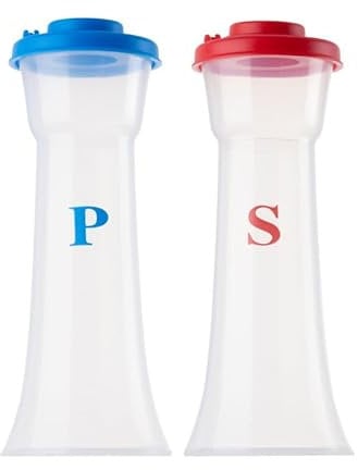 Plastic Salt and Pepper Shaker Set Hourglass Spice Jar Dispenser with Lids, Seasoning Bottle Container for Kitchen Restaurant Outdoor Travel Camping Picnic