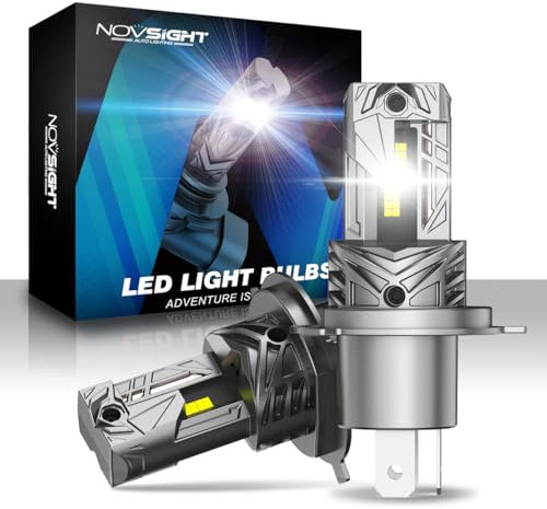 NOVSIGHT H4 LED Headlight Bulb - 1:1 Mini Size 6500K Cool White Light, 60W 24000LM H4 Headlight Bulbs Car Conversion Kit, Plug and Play,IP68 Waterproof,Pack of 2