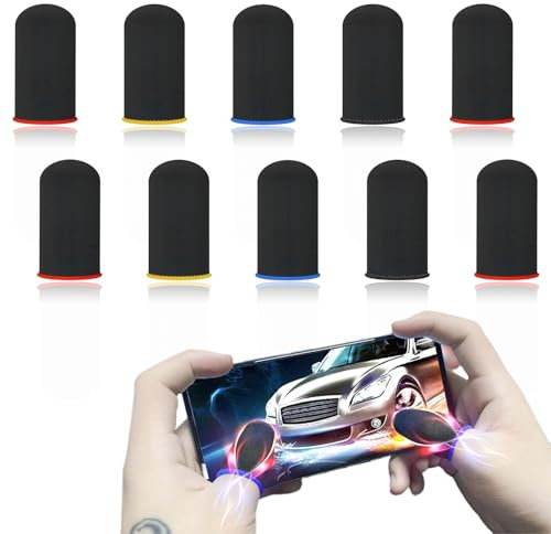 10 Stück Gaming Finger Sleeves,Mobile Gaming Finger Sleeve,Thumb Sleeve for Gaming,Atmungsaktiv Anti-Schweiß Finger Handschuhe,Gaming Zubehör Fingerlinge,für Jedes Spiel und Mobilgerät Touchscreen