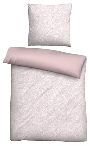 biberna Premium Tencel Bettwäsche Garnitur 155x220 cm Rose | 100% Lyocell | pflegeleicht, glatt, temperaturregulierend | Reißverschluss | Sommerbettwäsche aus Eukalyptus | Strudel | Modell 0474495