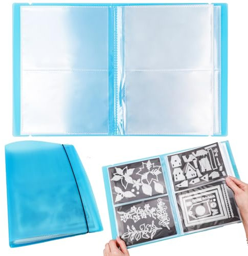 OTCRAFT 20 Seiten, 80 Taschen/1 Set großes, transparentes Aufkleber-Foto-Aufbewahrungsalbum; Aufbewahrungsbuch-Organizer für Postkarten, Aufkleber, Fotos, transparente Stempel und Stanzformen