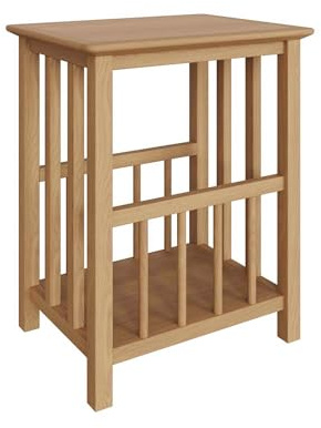 FWStyle Oak Magazine Rack Turntable Stand Ready Assembled 55 x 45 x 35cm