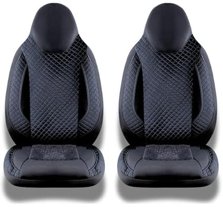 Auto Interieur Meester Sitzbezüge passend FIAT Ducato Wohnmobil 2-teiliges Set für Fahrer & Beifahrer mit Armlehnenbezügen,kompatibel mit Pössl, Knaus, Adria, Carthago Schwarze und Blaue Nähte