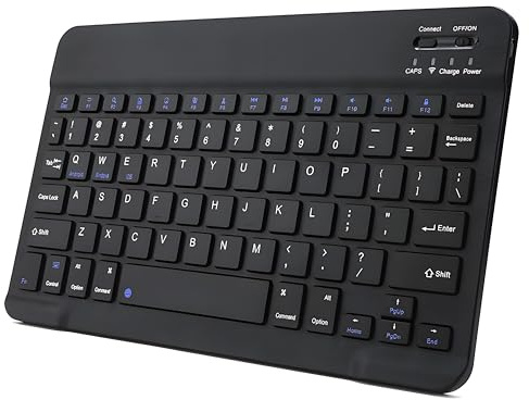 KUNSI Bluetooth Keyboard for iPad, Rechargeable Slim Portable Wireless Keyboard for iPad Tablets, Compatible for All iOS/Windows/Android System Devices-Black