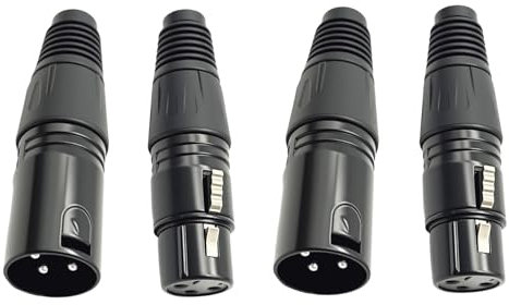 Greacesrio Conectores XLR de 3 pines, 2 pares de conectores XLR macho/hembra, enchufe de cable de micrófono, toma de audio de micrófono, Montaje De Cable - Paquete De 4