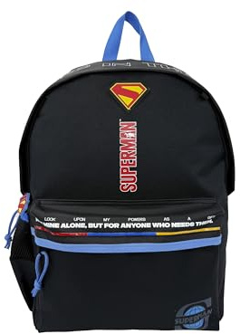 CYPBRANDS - Superman, Rucksack, Schulrucksack, Taschen, Schwarz, Offizielles Produkt