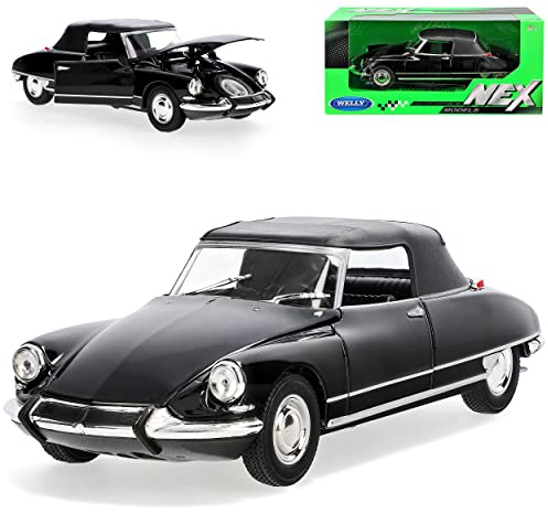 Welly Citroen DS19 Schwarz Soft Top Cabrio 1/24 Modell Auto mit individiuellem Wunschkennzeichen