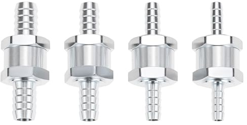 QWORK® 4 Stück Aluminium Ventil Rückschlagventil, Einweg-Rückschlagventile geeignet für Wasser, Diesel und Benzin, 6,8,10,12mm