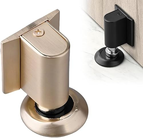 Magnetic Door Wedge Stopper, Heavy Duty Magnetic Doors Catch Holder, Windproof Stopper No Drill Invisible Doorstops for Inside Door,Prevents Door Slamming for Home & Office (Gold, 1 Pack)