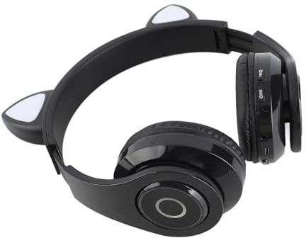 Cryfokt Kabelloses LED-Rauschunterdrückungs-Cat-Ear-5.0-Headset für Sportbedarf für Junge Leute (Black)