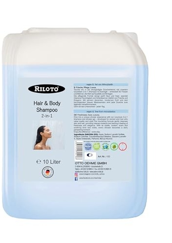 Riloto Hair Body Shampoo Herren & Damen 10L | 2-in-1 Duschgel für intensive Körperpflege & Haarpflege, sanft zu Haut & Haar, feuchtigkeitsspendend, herrlich duftend