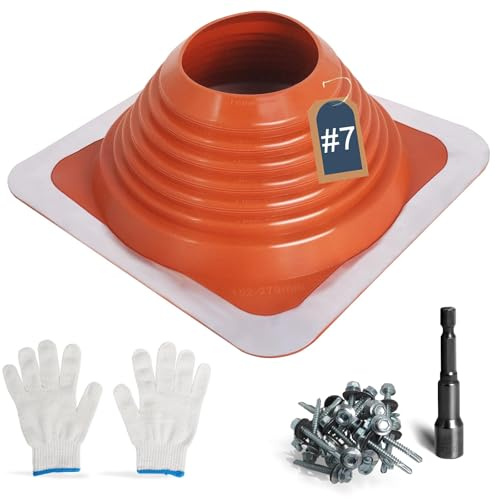 Rohrmanschette Dachdurchführung #7 für Rohre mit 15–28 cm Außendurchmesser | Hochtemperatur-Silikon-Dachmanschette, Wasserdicht und Flexibel, zur Abdichtung von Ofenrohren, Kamin und Rauchrohren