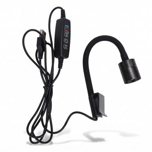 CHEOTIME Aquarium-Spot-Licht, 3-Farben-Beleuchtung, verstellbar, IP65-Wasserdichtigkeit, 360° drehbarer Klemmarm, USB-Mini-LED-Zoom-Lichter, zum Aufstecken, Aquarium-Lampe