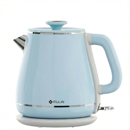 MULIN Bollitore Vintage, Bollitore Elettrico con Base a 360°, Capacità 1.8 L,1800W,ebollizione rapida, Spegnimento Automatico, Acciaio Inossidabile