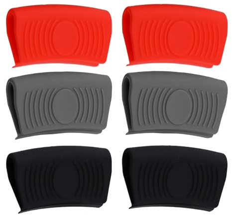 6 Pezzi Presine da Cucina in Silicone per Pentole, Manici per Pentole Resistente al Calore, Maniglie Supporti Hot Handle Holder, Protezione per Ciotole Padelle in Ghisa Piastre Forno Cottura