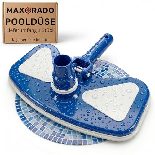 Maxorado Deluxe Pool Bodendüse Handreiniger oder für Teleskopstange Bodensauger mit Schlauchanschluss Ø 32/38 mm und Nylon Bürste Poolbürste Poolsauger Bodenbürste