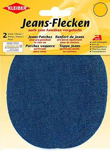Kleiber Denim Iron Stain Oval, mid-Blue, 13x10 cm