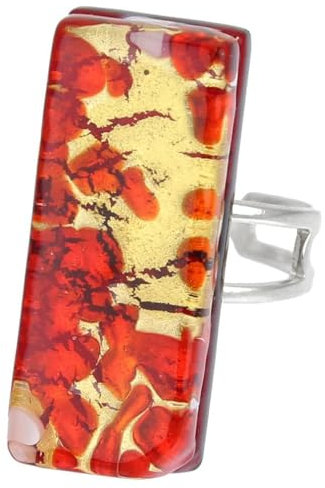 Glass Of Venice Rechteckiger Ring mit venezianischen Reflexionen - Rotgold
