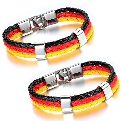 Aroncent Schwarz Rot Gold Deutsch Deutschland Flagge Armband Kordelarmband Fanartikel Fussball Weltmeisterschaft WM & EM Europameisterschaft 2017 Länder Style geflochten