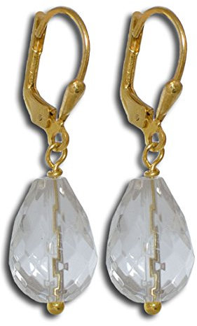 I-be, Bergkristall Edelstein Ohrringe, 925 Silber vergoldet, Länge 3,4 cm im Geschenketui, 382407SG