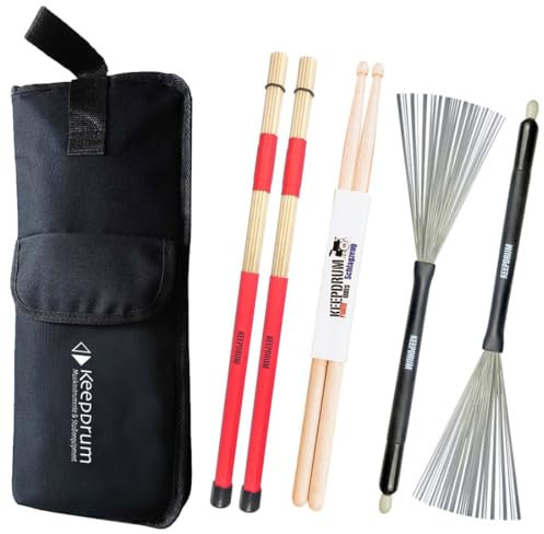keepdrum Stickbag + SV1 Rods + SV506 Switchbrush Besen + Drumsticks