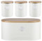 Typhoon Living Cream Tea Coffee Sugar and Bread Bin Set with Select Homeware Jumbo Tea Towel