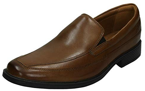 Clarks Men's Tilden Free Loafers, Brown Dark Tan Leather, 8.5 UK