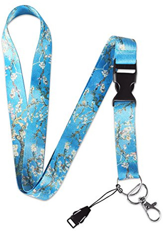 Dealikee Van Gogh Almond Blossoms Premium Lanyard, Detachable Neck Strap with Snap Buckle and Metal Clasp