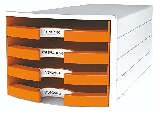 HAN Schubladenbox, Weiß/Orange, 4 Schubladen, 1013-51