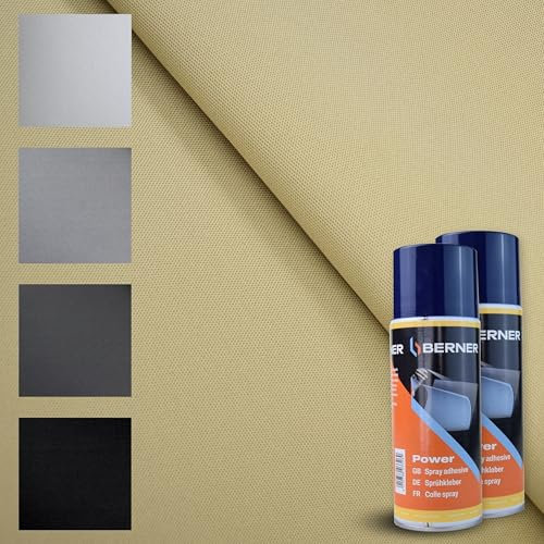 TENDAGGIMANIA Ciel de Toit Voiture Nid d'abeille Kit Tissu + Colle Spray, Ciel Toit Auto Couleur Beige 1413 -Taille 2,5 MT X 1,5 MT + 2 Colle