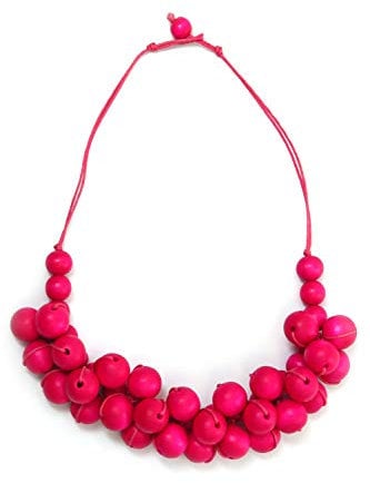 collezione alessandro Kurze Kette Lea mit unterschiedlichen Holzkugeln
