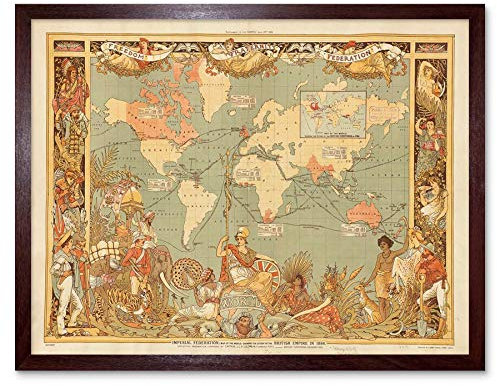 Wee Blue Coo Maps British Empire 1886 Imperial Illustrated People World Art Print Framed Poster Wall Decor Kunstdruck Poster Wand-Dekor-12X16 Zoll