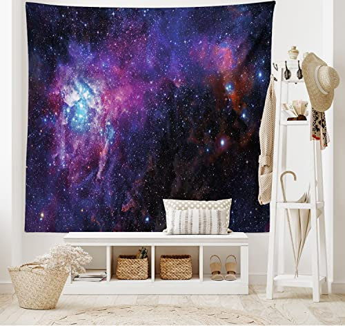 ABAKUHAUS Galaxie Wandteppich, Mutter-Baby-Nebel-Ansicht aus Weiches Mikrofaser Stoff Waschbar ohne Verblassen Digitaldruck, 150 x 110 cm, Schwarz Violett