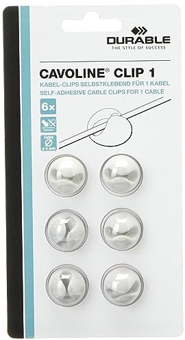 Durable Kabel Clips Cavoline Clip 1 (selbstklebend, für 1 Kabel), 6 Stück, grau, 503710