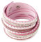 YAZILIND Leder Wickelarmbänder Strass und Muti-Color Perlen Stulpearmband, Charm Multilayer Armband Damen Schmuck Pink