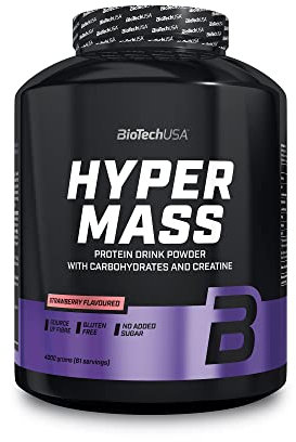 BioTechUSA Hyper Mass | Prise de masse avec mélange de glucides et de protéines | Créatine micronisée | Sans gluten, 4 kg, Fraise