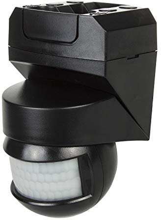 Maclean MC295 Détecteur de Mouvement Infrarouge 180° + 360° avec capteur crépusculaire jusqu'à 12 m de portée IP54 (Noir)