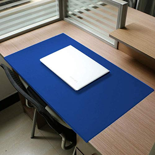 Schreibtischunterlage Multifunktionale Mauspad und Gewinkelte mit Kantenschutz für Büro und Zuhause, rutschfest wasserdicht luxuriös weichem Leder, Mausunterlage Protektor-60x40cm-Dunkelblau