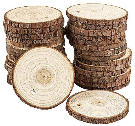 Ideen mit Herz Deko-Baumscheiben | 0,6 cm stark | Holzscheiben | runde Holzplatten (Ø6cm bis Ø7cm | 30 Stück)
