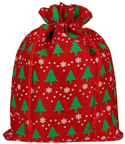 SAKETOS Weihnachten Jutesäckchen 1 Stück Jute Säckchen mit Weihnachts Motiv Geschenksäckchen Jutesack Jute Beutel Geschenkverpackung Stoffbeutel Weihnachts Dekoration I 40 x 55 cm – Weihnachtsbaum