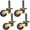 4PCS Laiton Massif Roulettes de Meubles D'oruniverselles,Roues pivotantes en Caoutchouc de Style Ancien,Capacité de Charge 150kg,avec Tige Filetée,Convient aux Pieds de Piano,Canapés,Tables