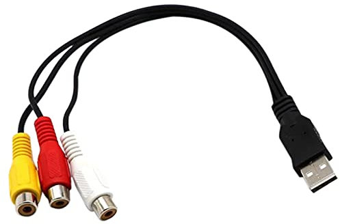 Runtodo Cable USB vers 3RCA USB Femelle vers 3 RCA RGB VidéO AV Composite Adaptateur Convertisseur Cable Cordon Connecteur Plomb Convient pour TV PC DVR