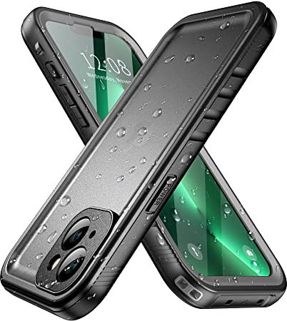 SPORTLINK Cover per iPhone 13 Impermeabile - 360 Gradi Full Body Armor Protettiva Case [IP68 Waterproof] [6FT Antiurto] Custodie Antipolvere Subacquea con Fotocamera/Schermo Protezione (Nero)