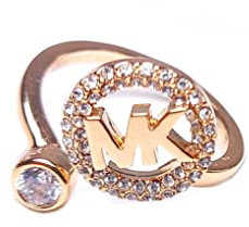 Michael Kors Verstellbarer Ring aus Edelmetall in Pavé-Fassung, Gold 9, Gold, Metall, Zirkonia