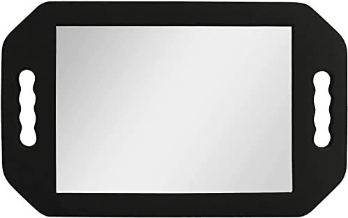 Hairdressing Foam Mirror with Double Handle - Black Handheld Lightweight Mirror for Barbers and Hair Salons - Back of Head Haircuts View