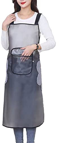 LIBAIJIAAZQH Schürze Wasserdicht, Arbeitsschürze Damen, Metzgerschürze, Unisex Küchenschürze ölbeständige Wischen Hand Schürze Apron Grillschürze für Küche Malen Restaurant Café Gartenschürze. 95cm