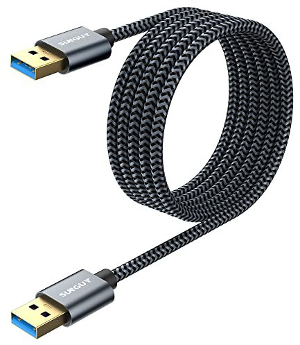 SUNGUY Cable USB 3.0 Tipo A Macho a Tipo A, 2m Cable USB A Macho a USB A Macho 5Gbps para Ordenador, Portátil, Disco Duro SDD, DVD, Cámaras